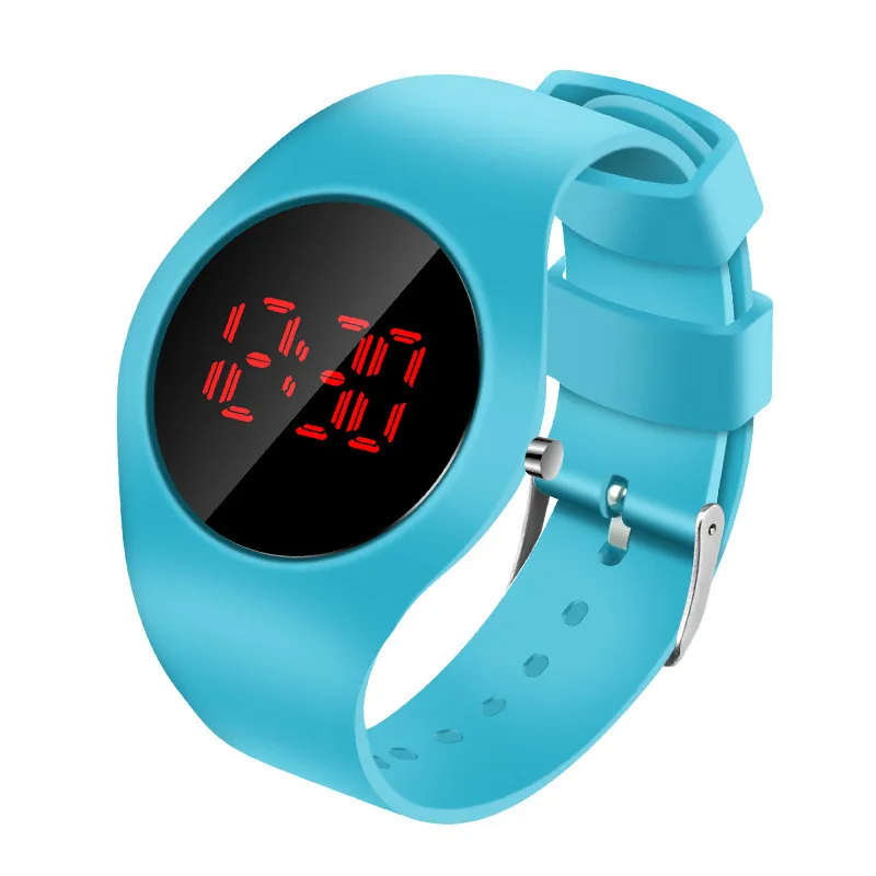 2021 New Round Touch Bracelet Watch Student Led Electronic Watch Fashion Children's Silicone Swimming Waterproof Watch Kids Gift 