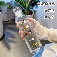 Cartoon Anime Snoopy Cute Time Scale Plastic Water Cup Transparent Portable Large Capacity Juice Milk Portable Drinking Cup New 2