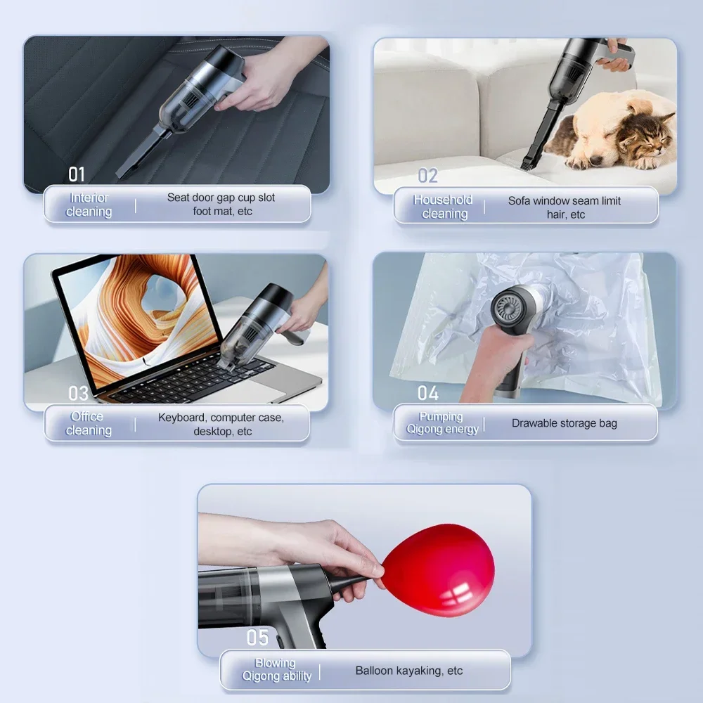 Vacuum Cleaner 150000PA Portable Wireless for Car Home Appliance