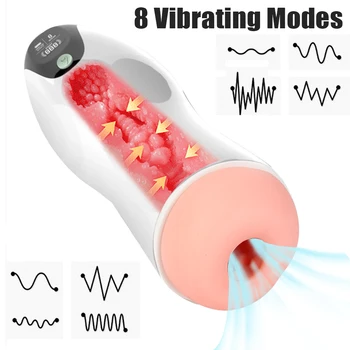 New Male Masturbator Thrust Counter Vibrators Vaginal For Men Real Pussy Glans Sucker Penis Exerciser Cock Oral Sex Toys Erotic 4