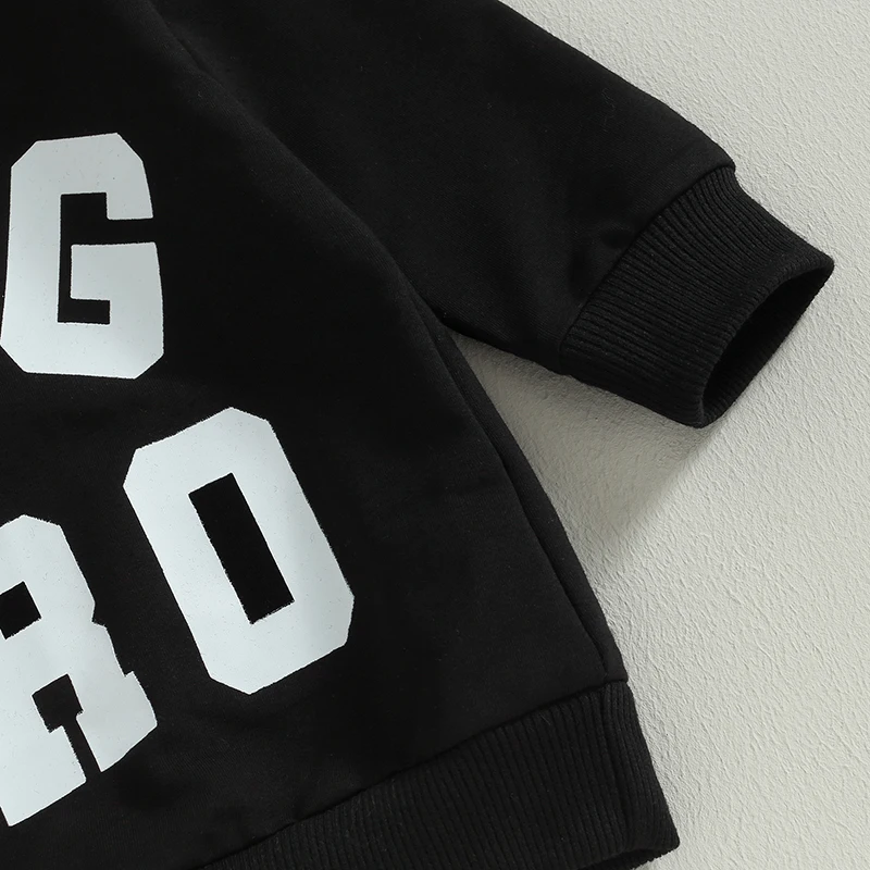 

Детский костюм ZZLBUF для мальчиков, осенний комплект из 2 предметов, толстовка с длинным рукавом и круглым вырезом и длинные штаны с надписью Big Bro