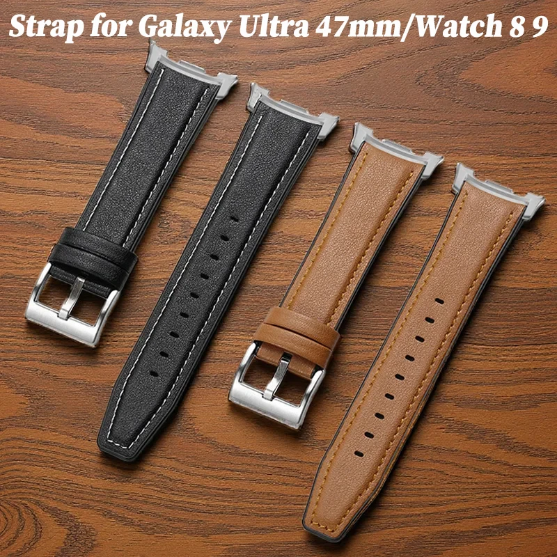 Leather Silicone Hybrid Smartwatch Strap