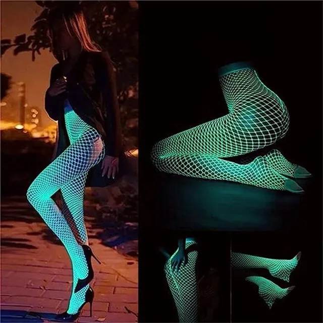 Glow In The Dark Noctilucence Tights Fishnet Stockings Leggings women High  Waist Luminous Hosiery Female Sheer Shiny Stockings - AliExpress