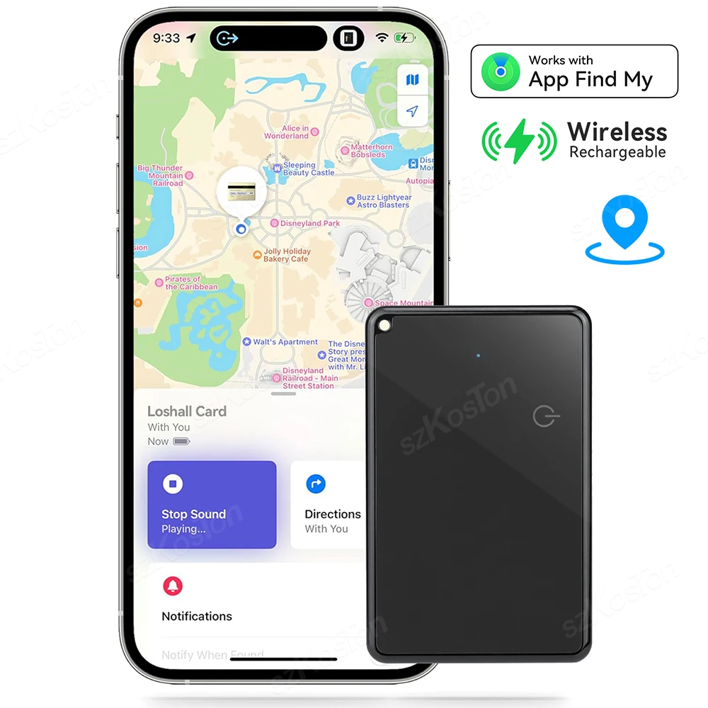 GPS Locator Wireless Charging Work with Apple Find My App Item Waterproof Locator Tracking Device for Luggage Tag Purse Passport