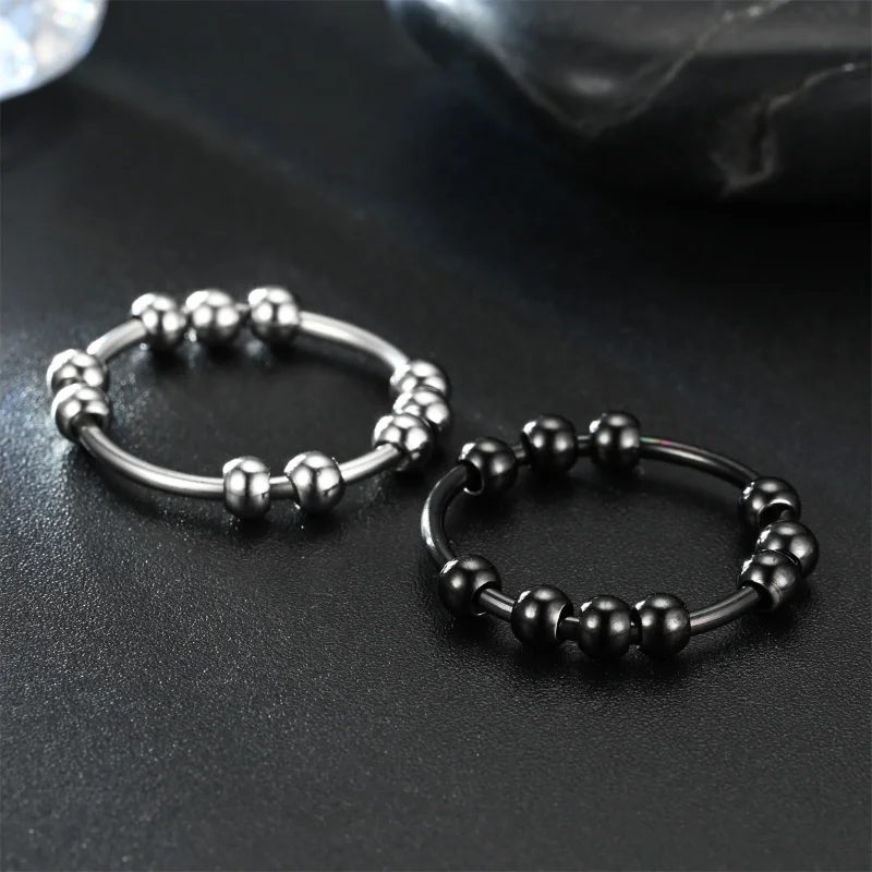 Anillos de cuentas de acero inoxidable para aliviar el estrés para hombres y mujeres, estilo Simple INS, joyería de moda, regalos de tendencia, nuevo