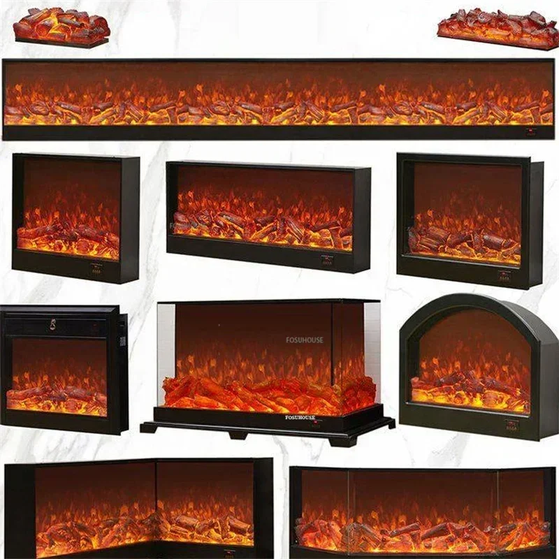European Retro LED simulation flame Living Room Fireplace Electronic Fireplace Modern home Embedded TV Cabinet Decorative Heater
