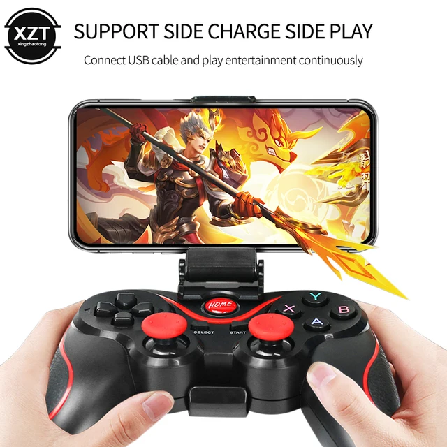 Support Bluetooth T3 X3 Joystick sans fil Gamepad PC Game Controller BT3.0  Joystick pour téléphone portable Tablet TV Box Holder, White- Chine