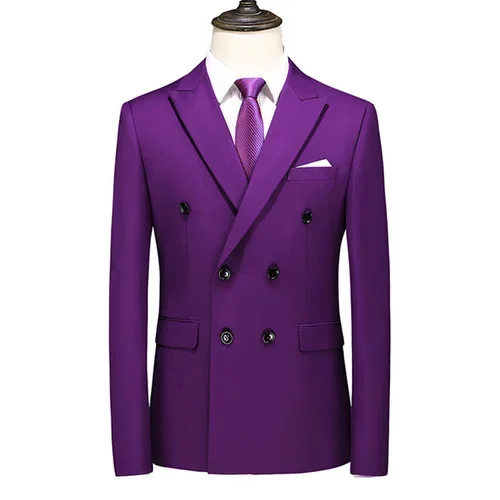 2024 Brand Fashion Men Double Breasted Tuxedo Business Suit/Male Slim Fit  Korean Casual Clothing/Men's Casual Jacket Blazers 4