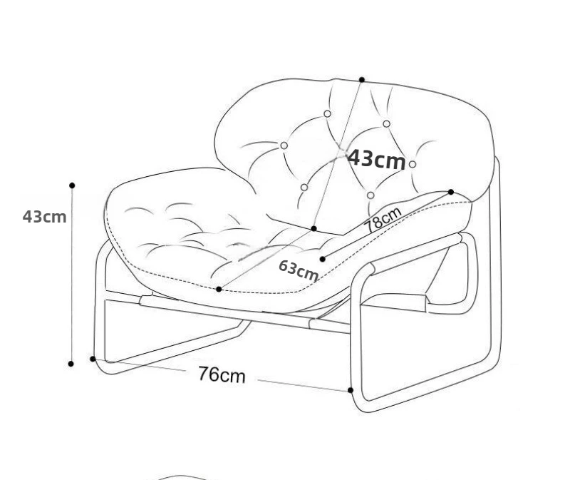 Leather Single Sofa Chair Nordic Sofa Backrest Armchair Retro Light Luxury Living Room Furniture Individual Reclining Chair