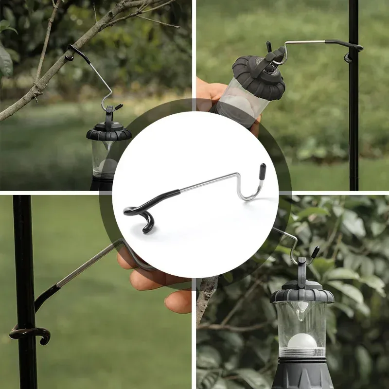 Camping Stainless Steel Lamp Holder Hook Tent Pole Light Hanger Hunting Fishing Lantern Hanger Outdoor Tools