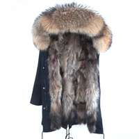 100% Real Fur Parka Men Winter Jacket Real Raccoon Fur Hooded Coats Nature Raccoon Dog Lining Jacket Man Real Fur Coat 1
