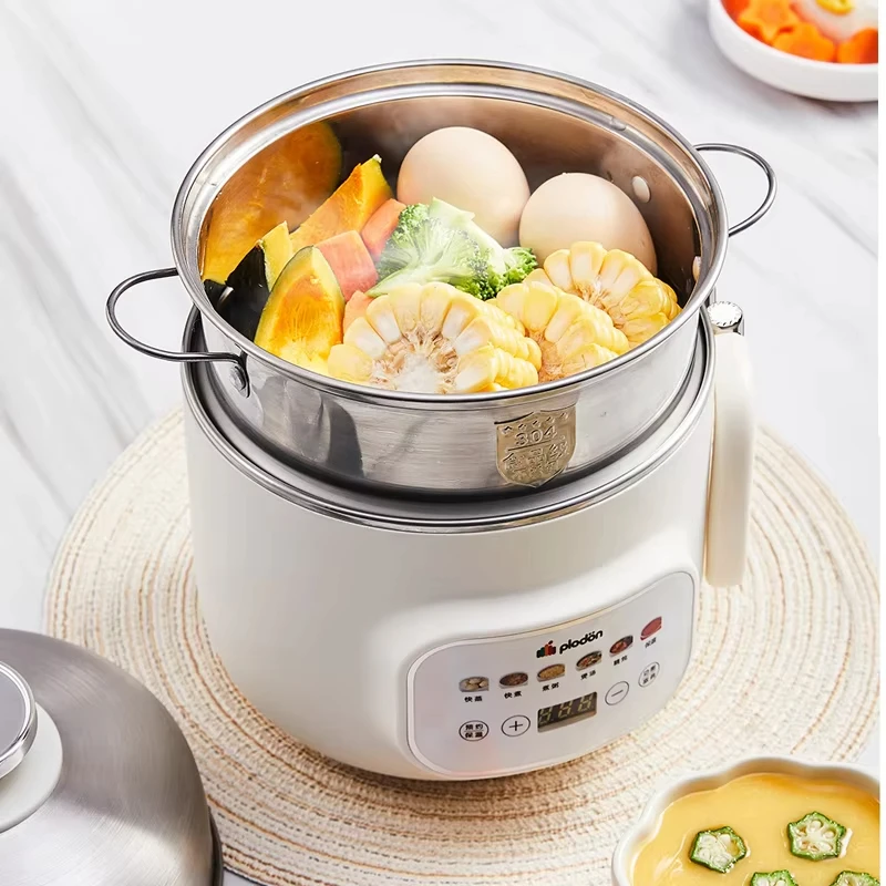 1.6L Electric Rice Cooker Multicooker Foldable Handle Cooking Pot Mini Hotpot Pan Soup Baby Food Pot Kitchen 600W