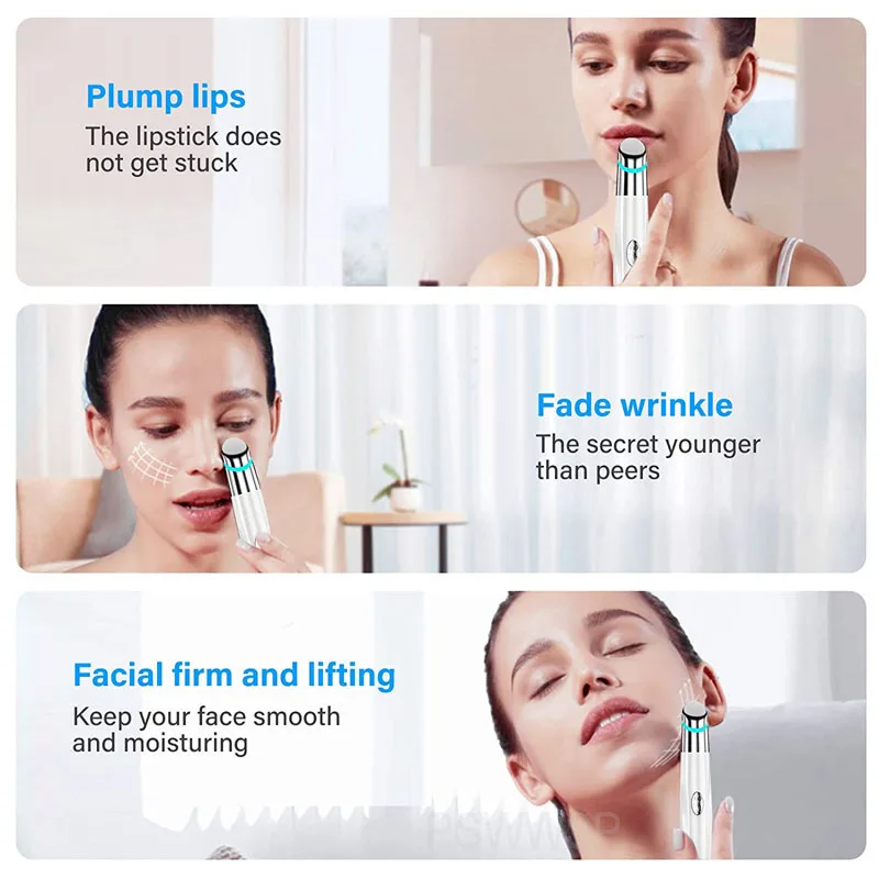 5 In 1 Eye Beauty Device Facial Massager Led Red Light Therapy Wand for Relax Eye Dark Circles Bags Puffiness Skincare Tool Eye Massager