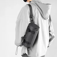 Men Crossbody Bag Nylon Round Cylindrical Backpack Rucksack Cross Body Shoulder Bag Travel Male Sling Side Messenger Chest Bag 2