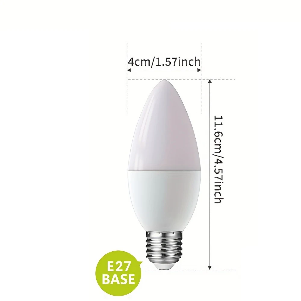 나사 포트 LED 촛대 전구, 6500K 백색광, 침실 거실 홈 오피스용, 5W E27, 1 개