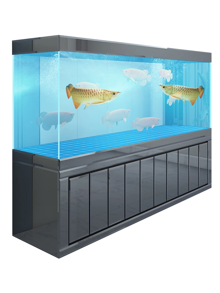 

Fish tank living room, large household gold crystal ultra-clear glass, widened bottom filter, light luxury dragon fish tank