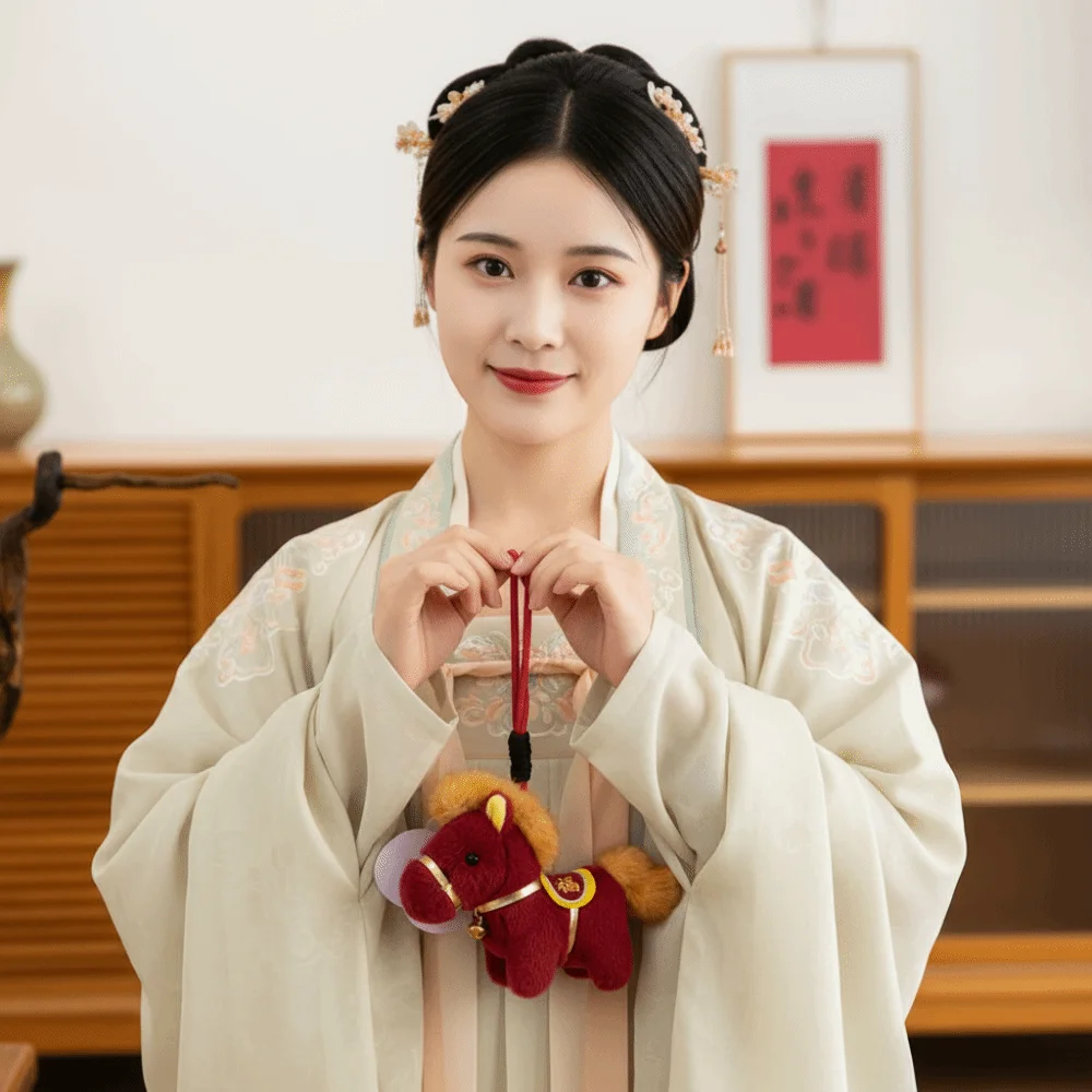 Backpack Pendant Creative Horse Keychain Mascot Stuffed Animal Zodiac Pony Figurine Kawaii Soft Horse Pendant Festive Decor