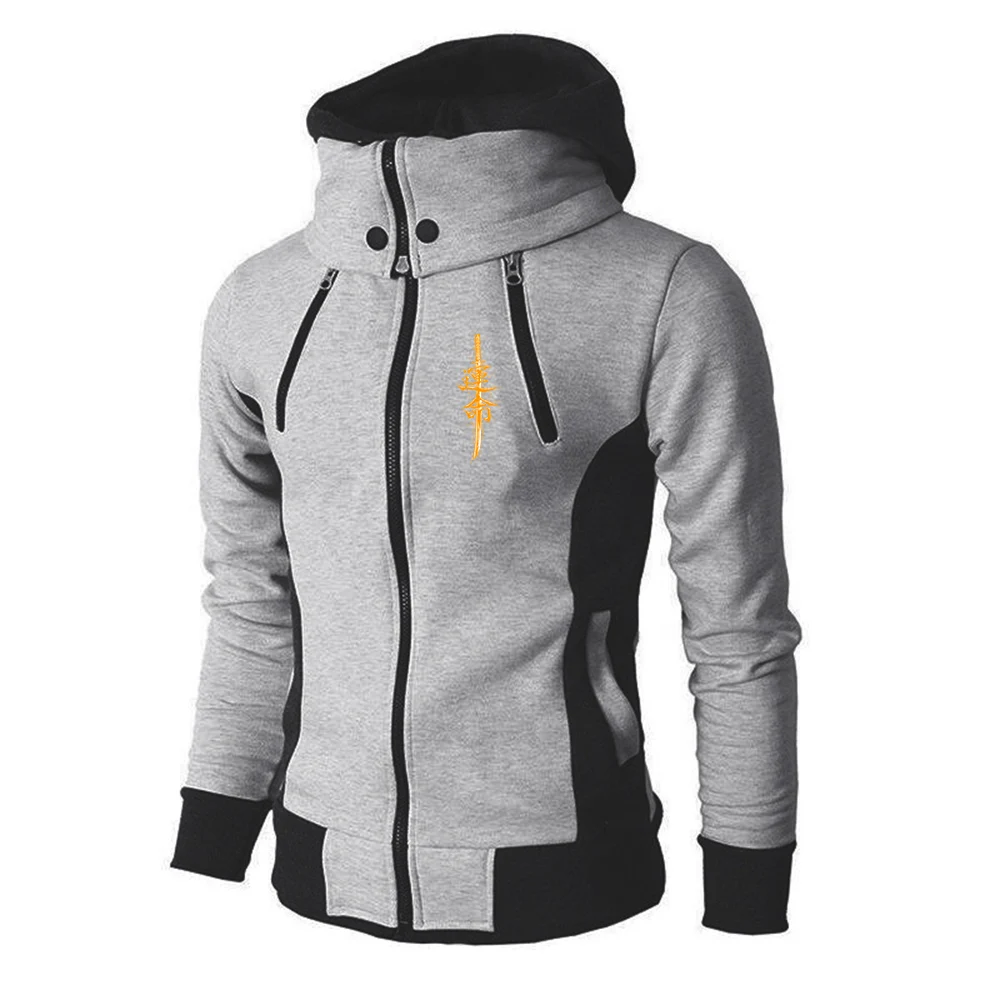 Men Spring Autumn Zipper Hoodie High Quality Three Color Casual