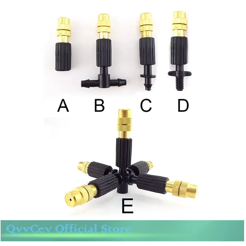 Garden plant Sprinkler Irrigation Watering 6mm Misting cooling Brass Nozzle Spray 4/7mm Barb Tee Water Hose Connector home lawn