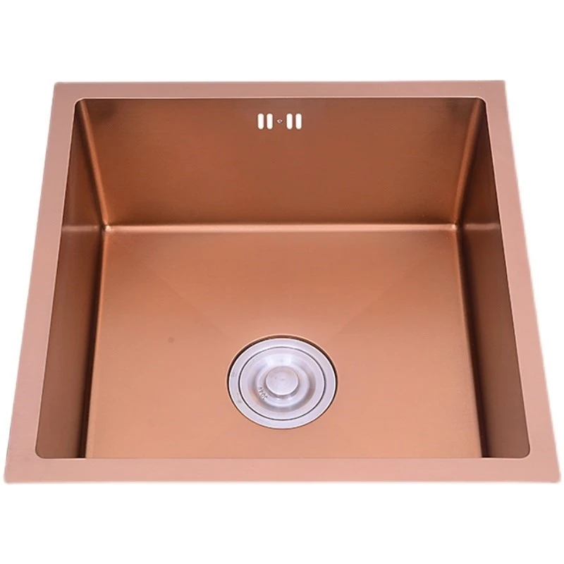 

Nano-rose Gold 304 Stainless Steel Hand-made Kitchen Sink Single-Small Dish Basin Bowel 1.0mm Thickness with Drainer