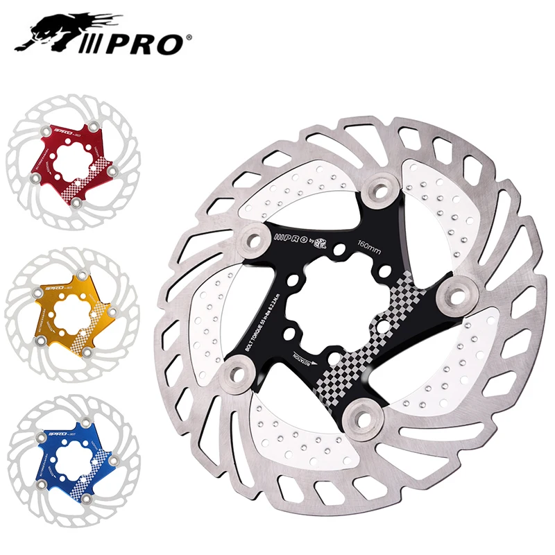 IIIPRO Rotori Freni A Disco Per Bici Meteorolite, Acciaio Inox E Alluminio 7075 T6, 140/160/180/203 Mm, Nero/Rosso
