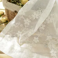 1PC Small Flower Countryside Embroidered Window Screen Solid Color Embroidered Window Screen 2