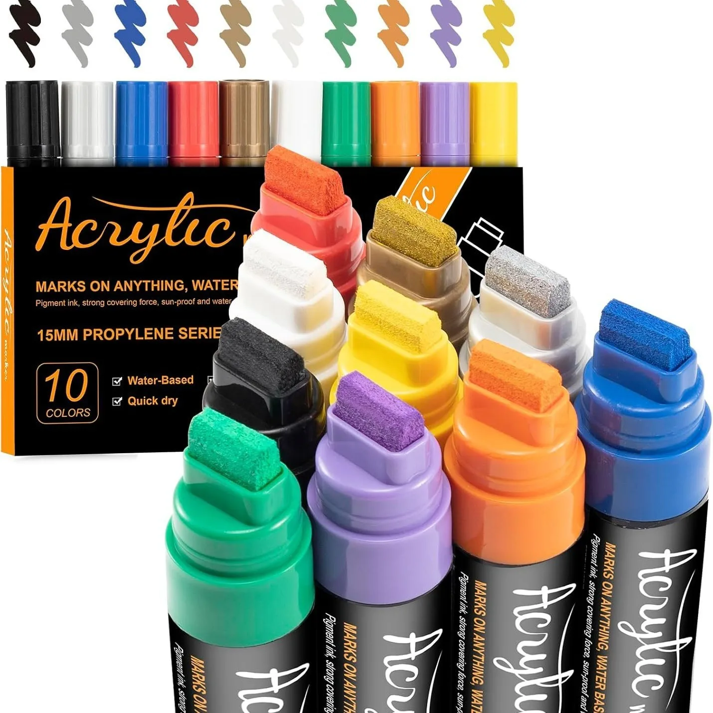 Pennarelli Acrilici HOMY ARTY – 20 Colori Con Punta Jumbo 15 Mm – Impermeabili E Permanenti - 2