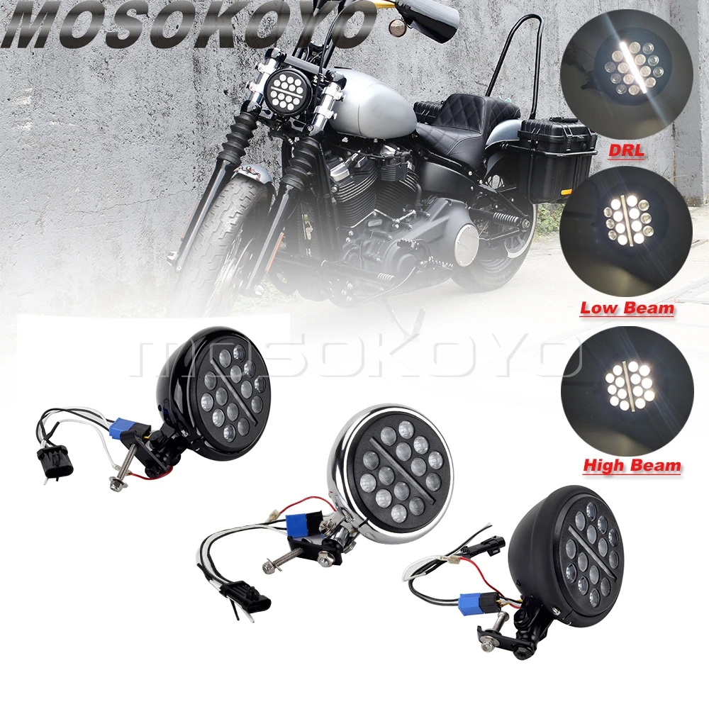 

Фары для мотоцикла Cafe Racer, фары на заказ для Harley Softail FXBB FXBBS FXLR FXST 2018-2022, дальний/ближний свет, передние фары