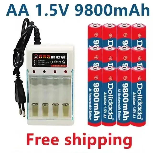 Новые батарейки AA 9800 мАч akku AA 1,5 В wiederaufladnaked Новые щелочные батарейки + бесплатная доставка