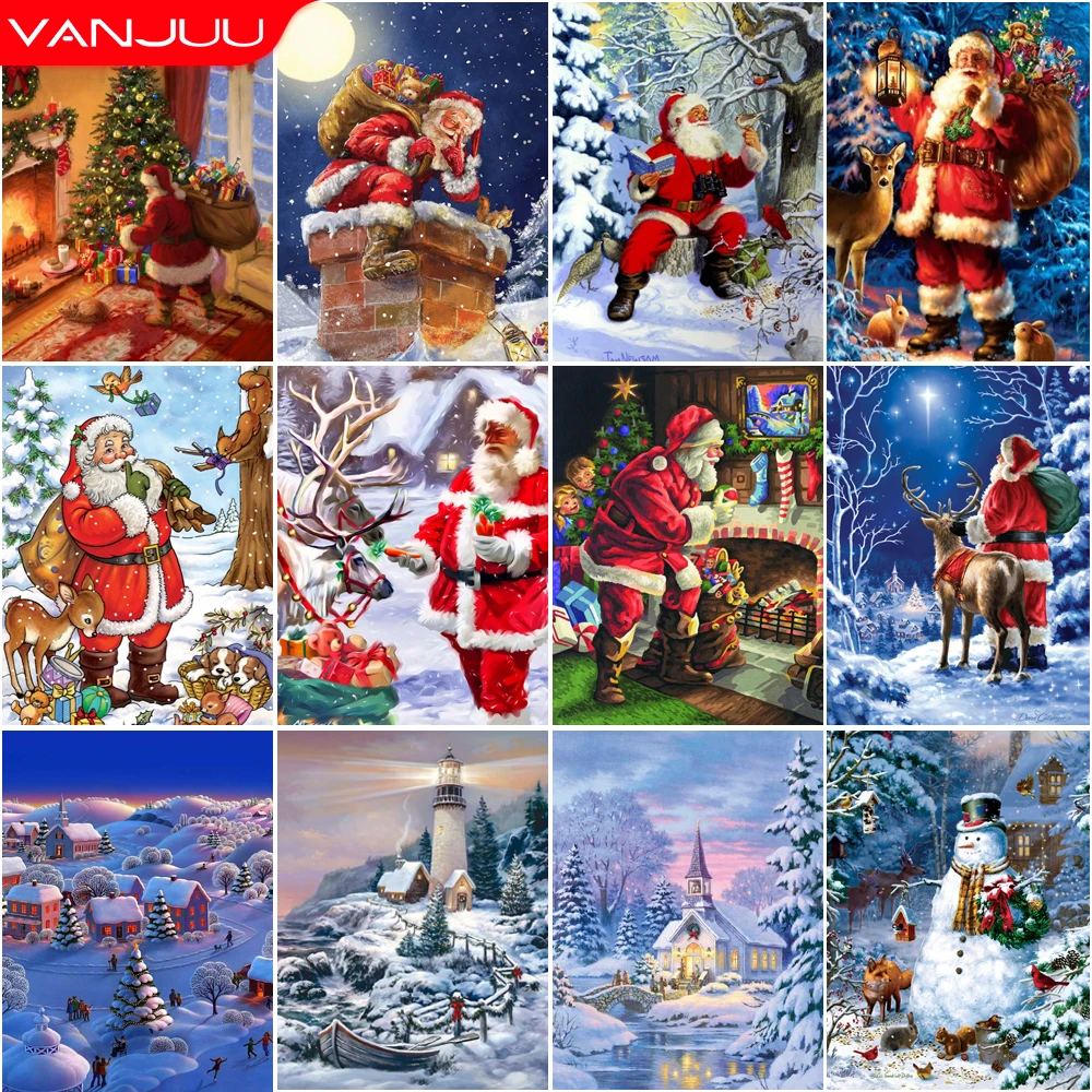 Full Drill Square/Round Diamond Embroidery Santa Claus Mosaic Handicraft main image 1
