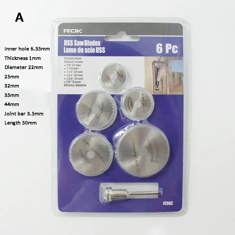 

6pcs/set 22mm~50mm HSS Saw Blades Rotary Tool Cutting Disc for Dremel Drill Woodworking Metal Cutter Power Tools