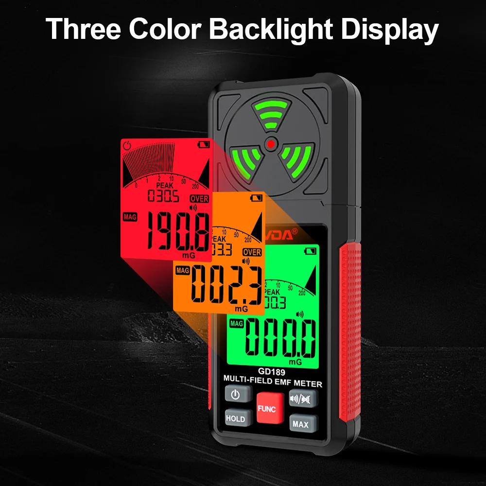 GVDA Multi-field EMF Meter Portable Electromagnetic Field Radiation Detector Radio High Frequency RF Microwave Radiation Tester 6