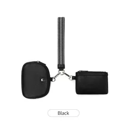 Stylish Mini Zipper Wristlet for Women - Double Pocket Portable Keychain Coin Purse with Detachable Feature (Black)