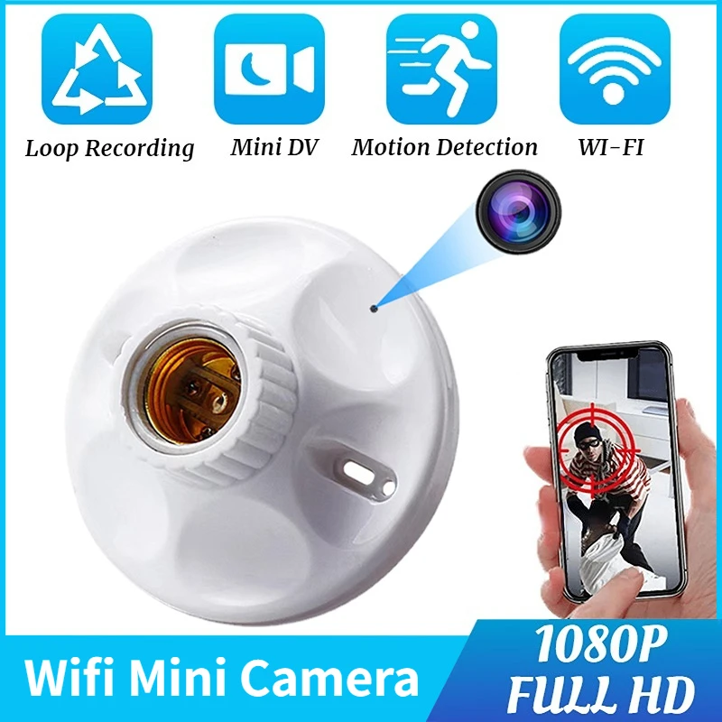 Mini Wifi Camera 1080P HD Home Hotel Ceiling E27 Lamp Holder Wifi
