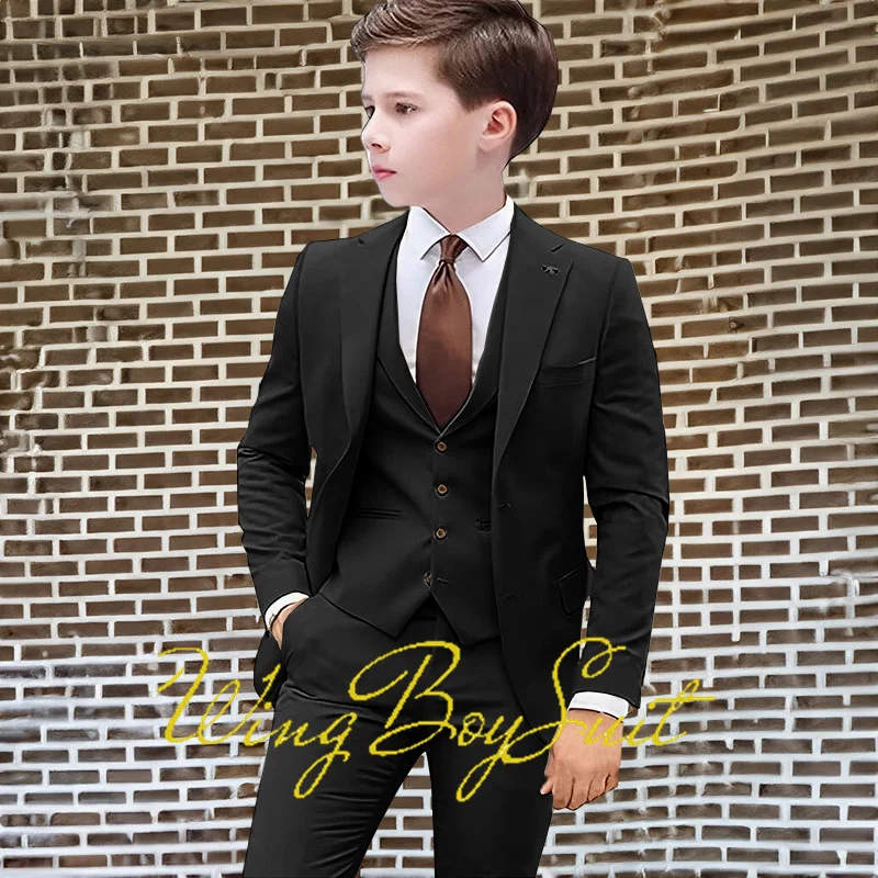 Boys Suit Set Boys Kids Suits Wedding Tuxedo Formal Jacket Vest Pants 3 Piece Set 2-16 Sizes Clothes Child Blazer