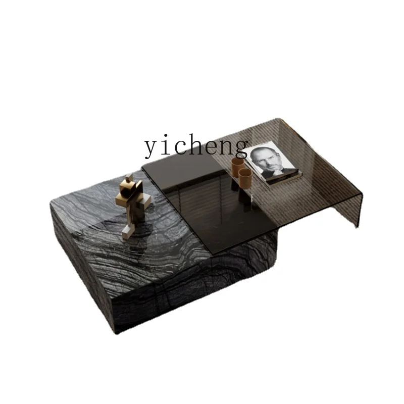 

Tqh Marble Tea Table Tempered Glass Retractable Modern Small Apartment Living Room Italian Style Light Luxury Ancient