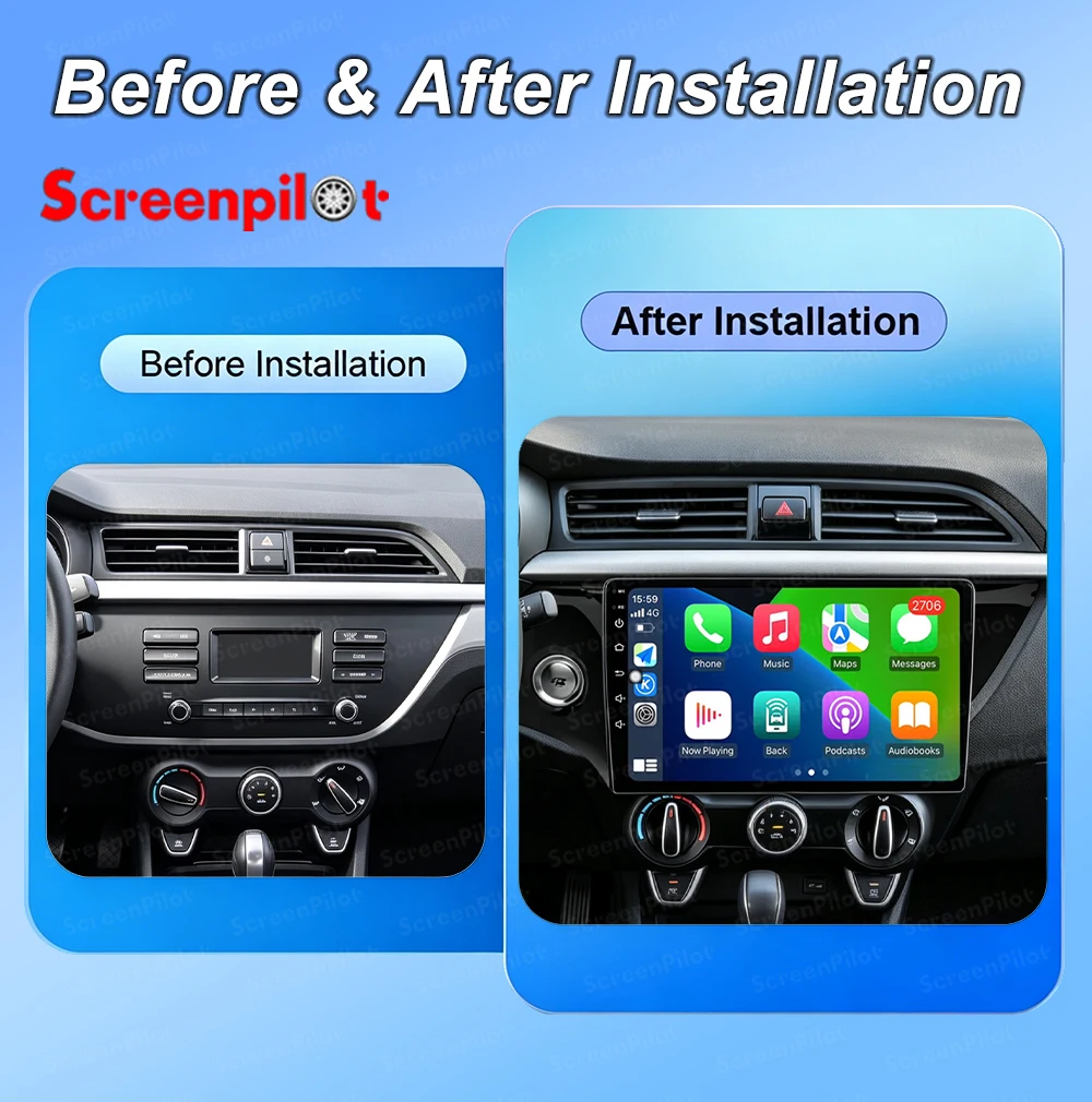 Radio para Auto Android 16 para Kia RIO 4 X-Line 2016-2019, Unidad Principal Estéreo, Reproductor Multimedia de Video, Mirror Link, Pantalla Táctil de 9/10 Pulgadas 2