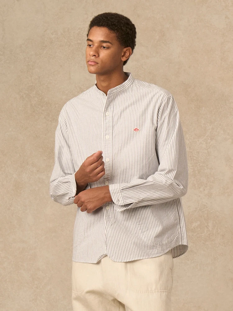 ex Long Sve Pure Cotton Loose Fit irt Stand Collar Striped Spring Summer New Waable Breathable Comfortable Retro S...