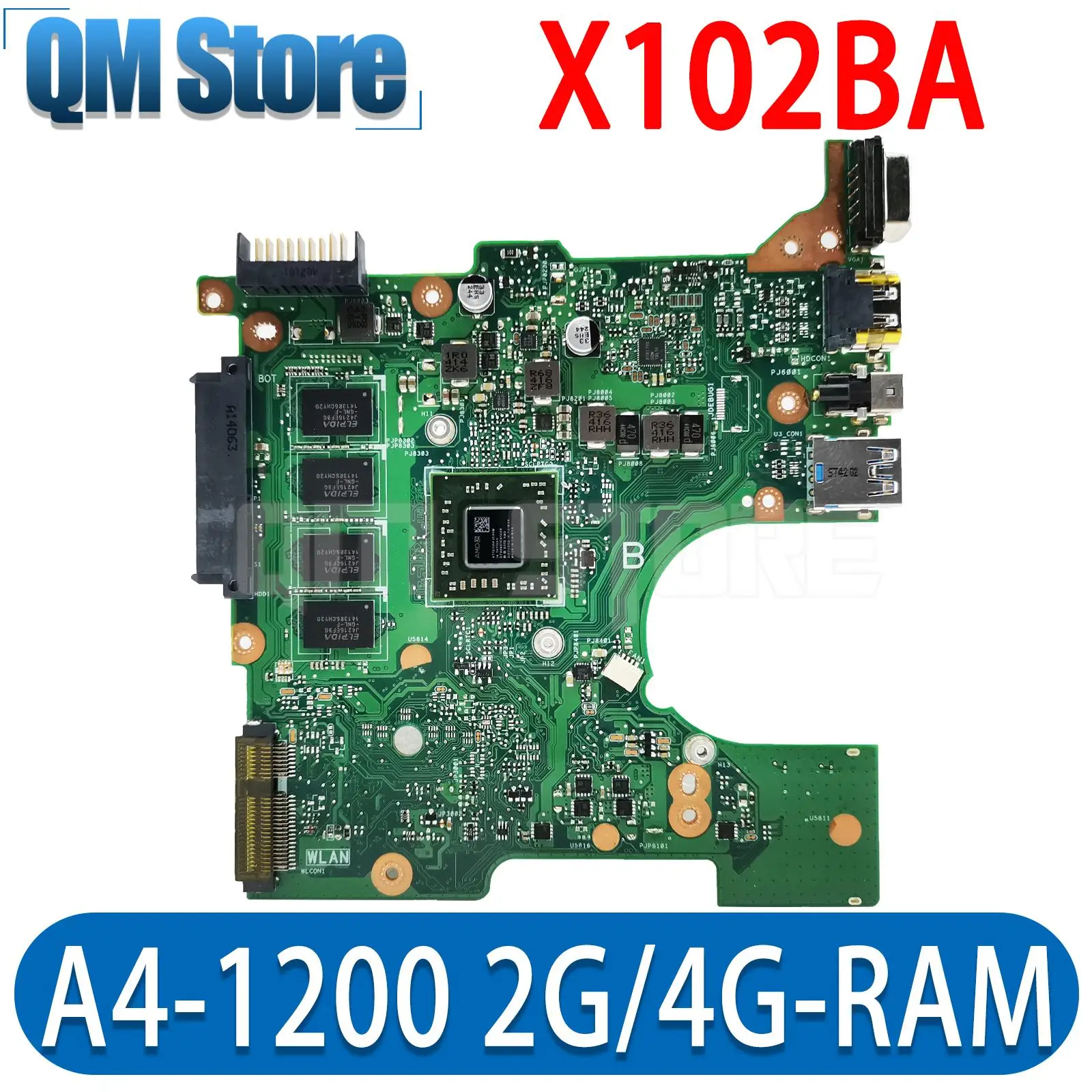 

X102BA Mainboard For ASUS F102B F102BA X102B Laptop Motherboard With A4-1200 2GB/4GB-RAM Maintherboard Test OK