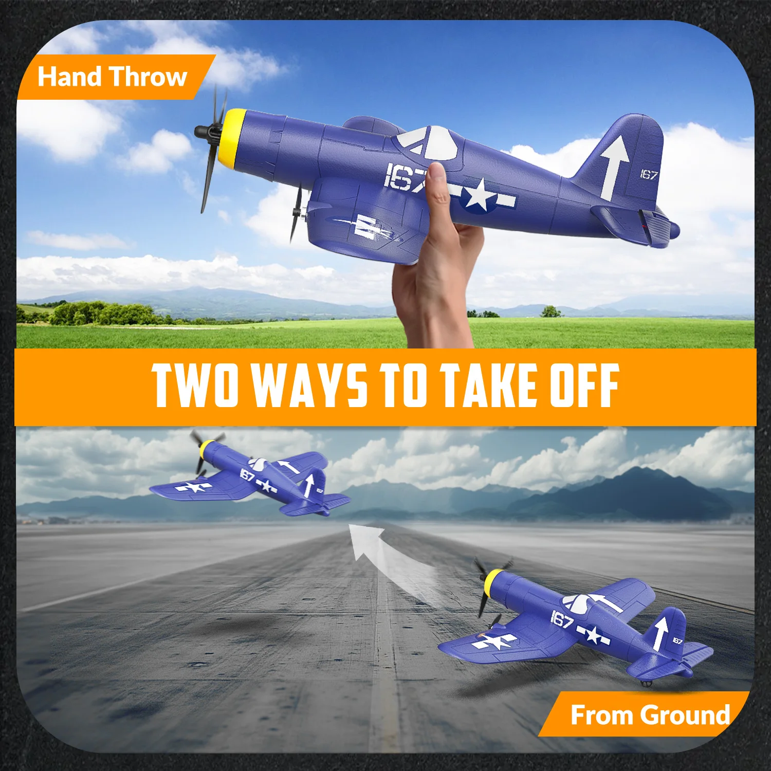 Volantexrc F4U Corsair RC Plane 2.4G 3CH EPP Foam 400MM Fixed Wing Wingspan Airplane Smart Balance Gliders RTF Fighter_voghion.com