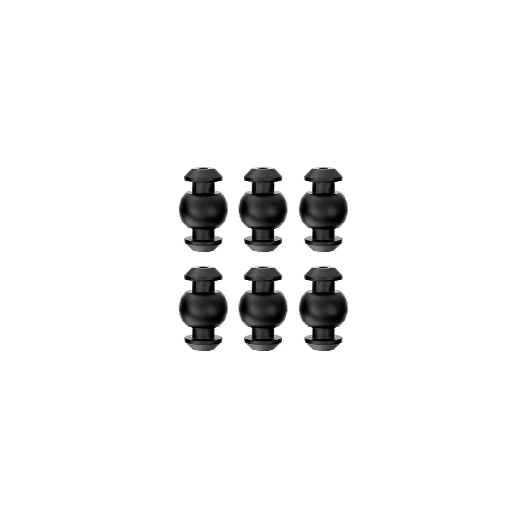 Jeu de 6 boules amortissement GEP-Camera anti-vibration, disposées en cercle sur une surface blanche, prêtes à être installées sur un drone FPV.