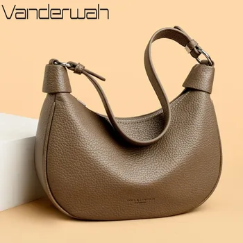 Borsa a tracolla in morbida pelle Lichi Pu con due cinture Borsa a tracolla da donna Borsa a tracolla da donna piccola Hobos per ascelle e borsetta Sac A Main 1