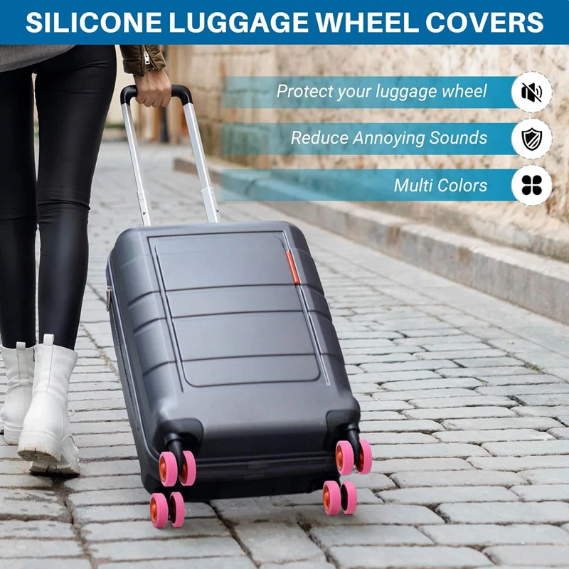 New 8/4PCS Luggage Wheels Protector Silicone Wheels Caster Shoes Travel Luggage Suitcase Reduce Noise Wheels Cover Accessories