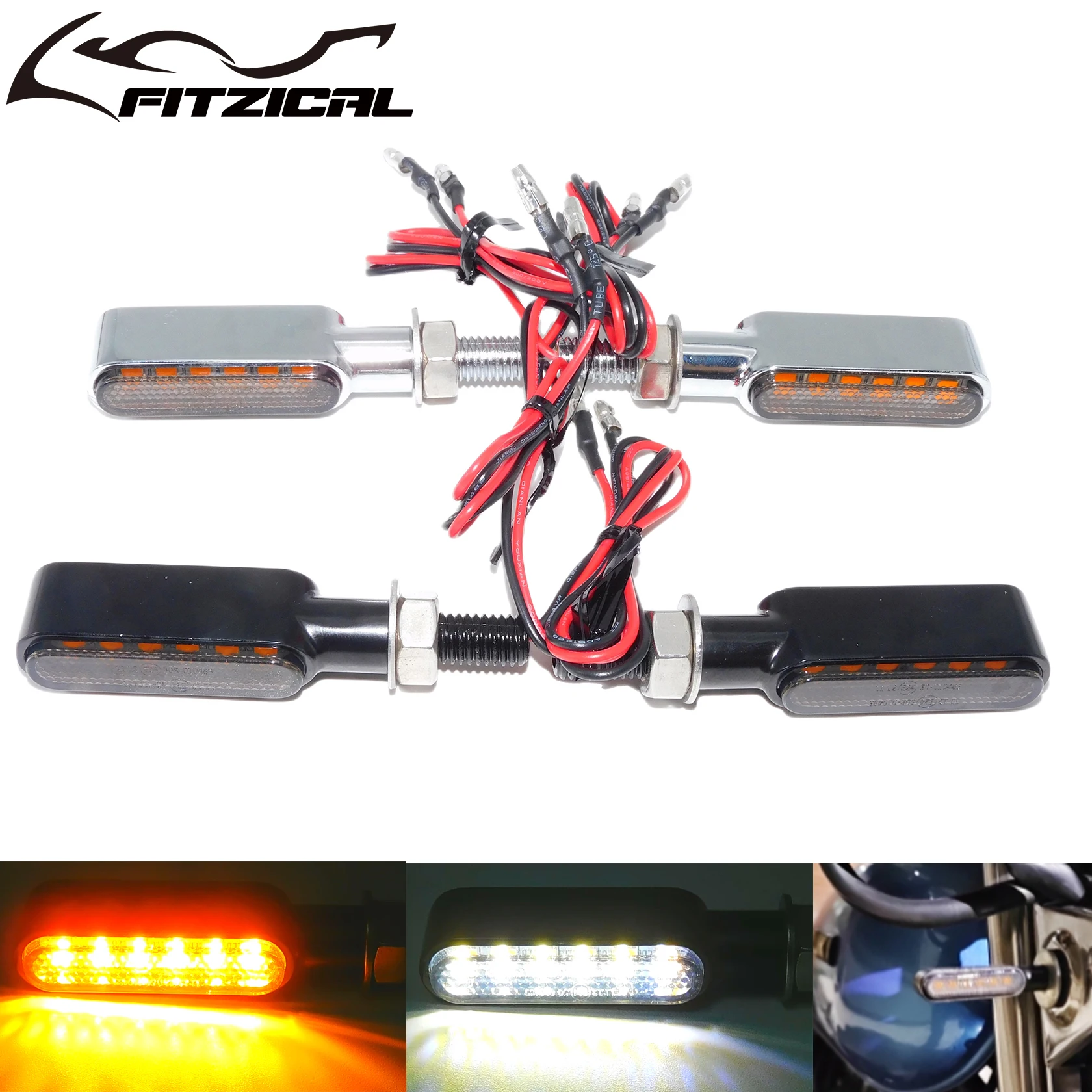 

Motorcycle Indicators Mini LED Turn Signal Light Flasher Amber White Signal Lamp Blinker For Harley Touring Softail Breakout XL