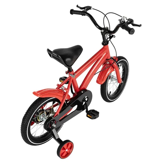 Regalo Niños Aprendizaje Ciclismo LENJKYYO Bicicleta Infantil De 14 Pulgadas, Para Niños Y Niñas, Con Ruedas Estabilizadoras Y Sistema De Frenado Dual, Para Niños A Partir De 3-6 Años, Altura Ajustable (blanco