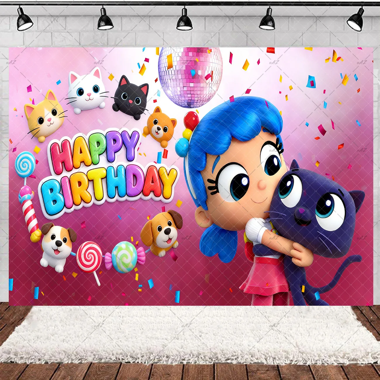 Trues Regenbogen-Königreiche Geburtstagsparty-Dekoration Cartoon Bunte Ballons Zubehör Banner Tortendekoration Mädchen Geschenk Fotohintergrund – Detail 9