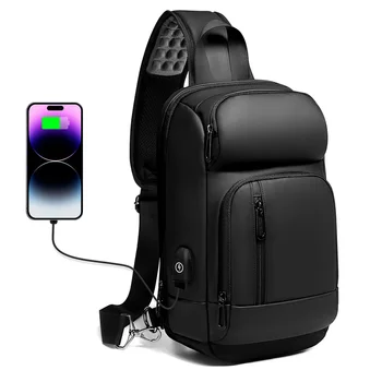 Eurcool 남성용 슬링 백, 가슴 방수 크로스 바디 숄더백, 남편 선물 메신저 팩, USB 충전, 9.7 인치 아이패드