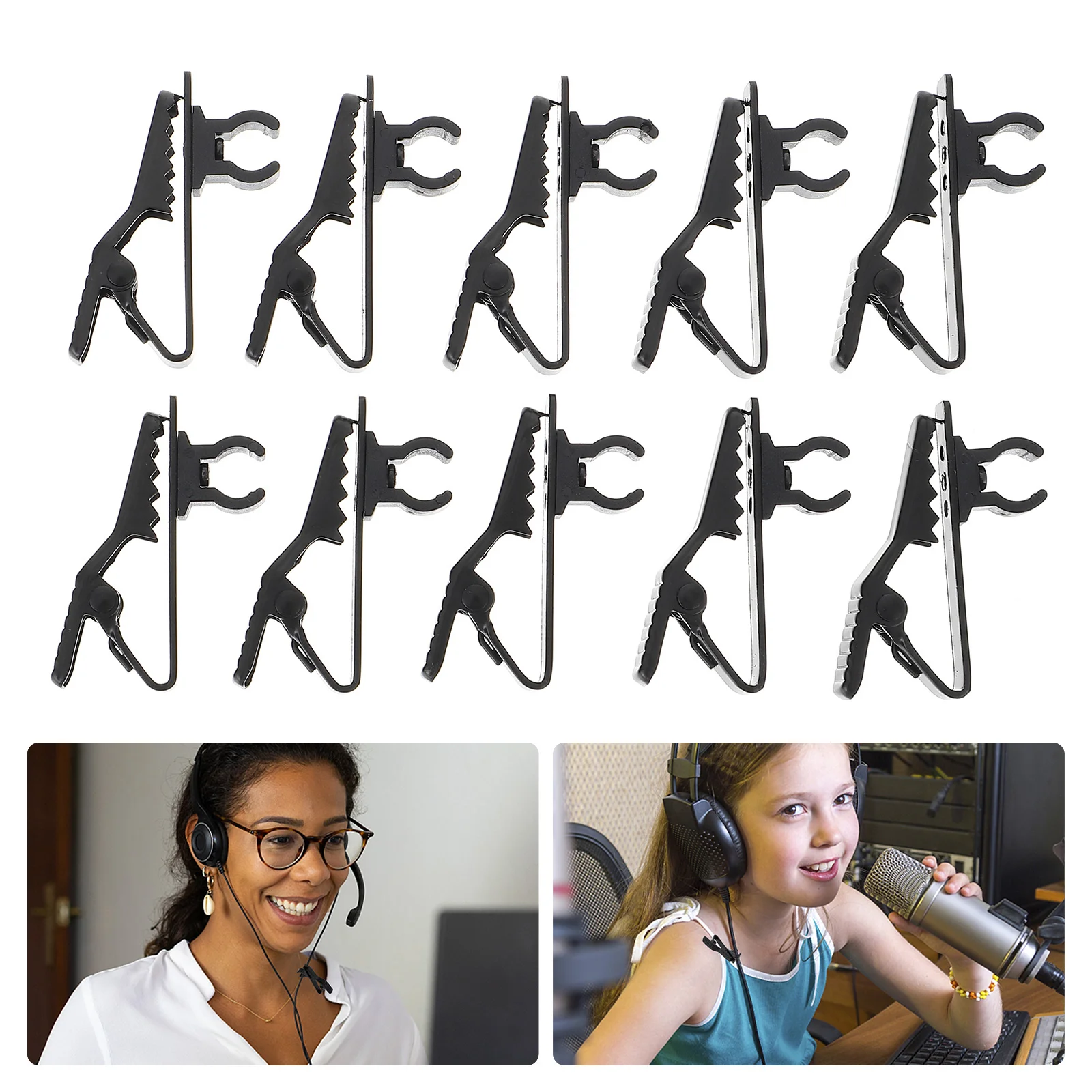 

10 Pcs Microphone Lavalier Clip-on Holder Collar Accessories Bracket Attachment Iron Clips Mount
