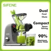 SiFENE Cold Press Juicer - Slow Masticating, High Yield for Fruits & Veggies, Dual-Mouth, Anti-Clog, Easy Clean, BPA-Free, Gray 1