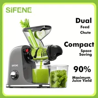 SiFENE Cold Press Juicer - Slow Masticating, High Yield for Fruits & Veggies, Dual-Mouth, Anti-Clog, Easy Clean, BPA-Free, Gray 1